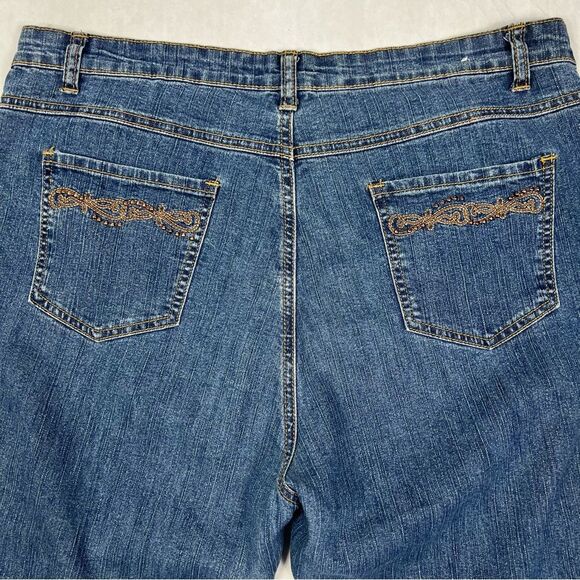 COS Embroidered Studded High Rise Flare Boho Bootcut Jeans Women’s 14 - Picture 6 of 13